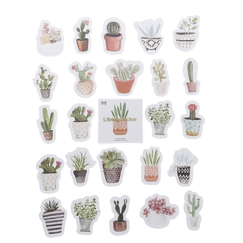 45pcs box green plant cactus sticker diy diary stationery scrapbook memo sticker walmart com