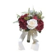 thumbnail image 2 of FVDPWYE Bridal Bouquets Artificial Silk Flowers Romantic Bridesmaid Bouquet Wedding Hand Red, 2 of 9