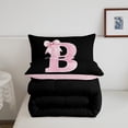 thumbnail image 4 of Manfei Personalized Initial B Bedding Comforter Set for Girls, Pink Bow Tie Twin Comforter Sets, Watercolor Monogrammed Bedding Set, Breathable Room Decor, Reversible 2pcs, 4 of 6