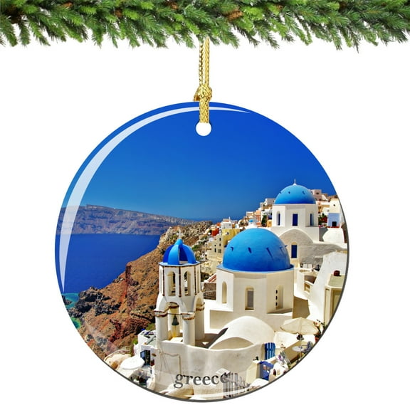 Greece Porcelain Christmas Ornament, Santorini