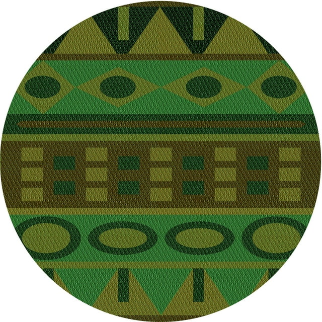 Ahgly Tapis Rond Lavable en Machine Intérieur Transitionnel Vert Lime Foncé, 8 Pieds Rond