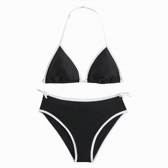 OYXSER Girls Swimsuit 2 Piece Bathing Suit Swimsuits for Teens Color-Block Summer Beach Swimwear, Black 13-14Y