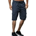thumbnail image 2 of hopeusnice Mens Elastic Waist Drawstring Workout Casual Beach Cargo Shorts Fashion Summer Loose with Running Shorts Pockets Pants Solid Color Gym Shorts Navy XXL, 2 of 5