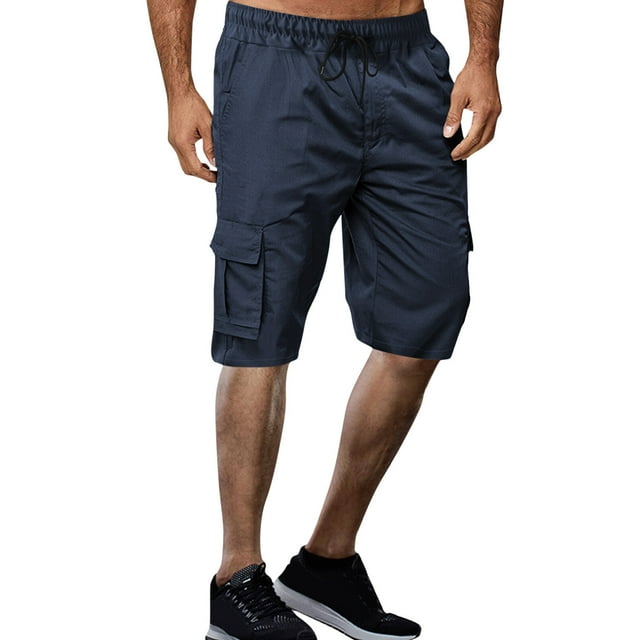 Mens Shorts, Men Casual Solid Knee Length Cargo Multi Pockets Fashion Short Pants