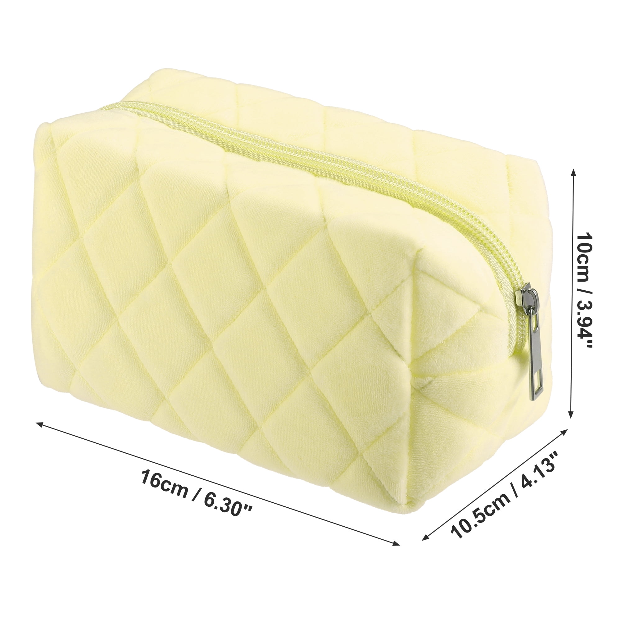 Unique Bargains 1Pc Soft Velet Durable Portable Travel Makeup Bag for Toiletry Yellow