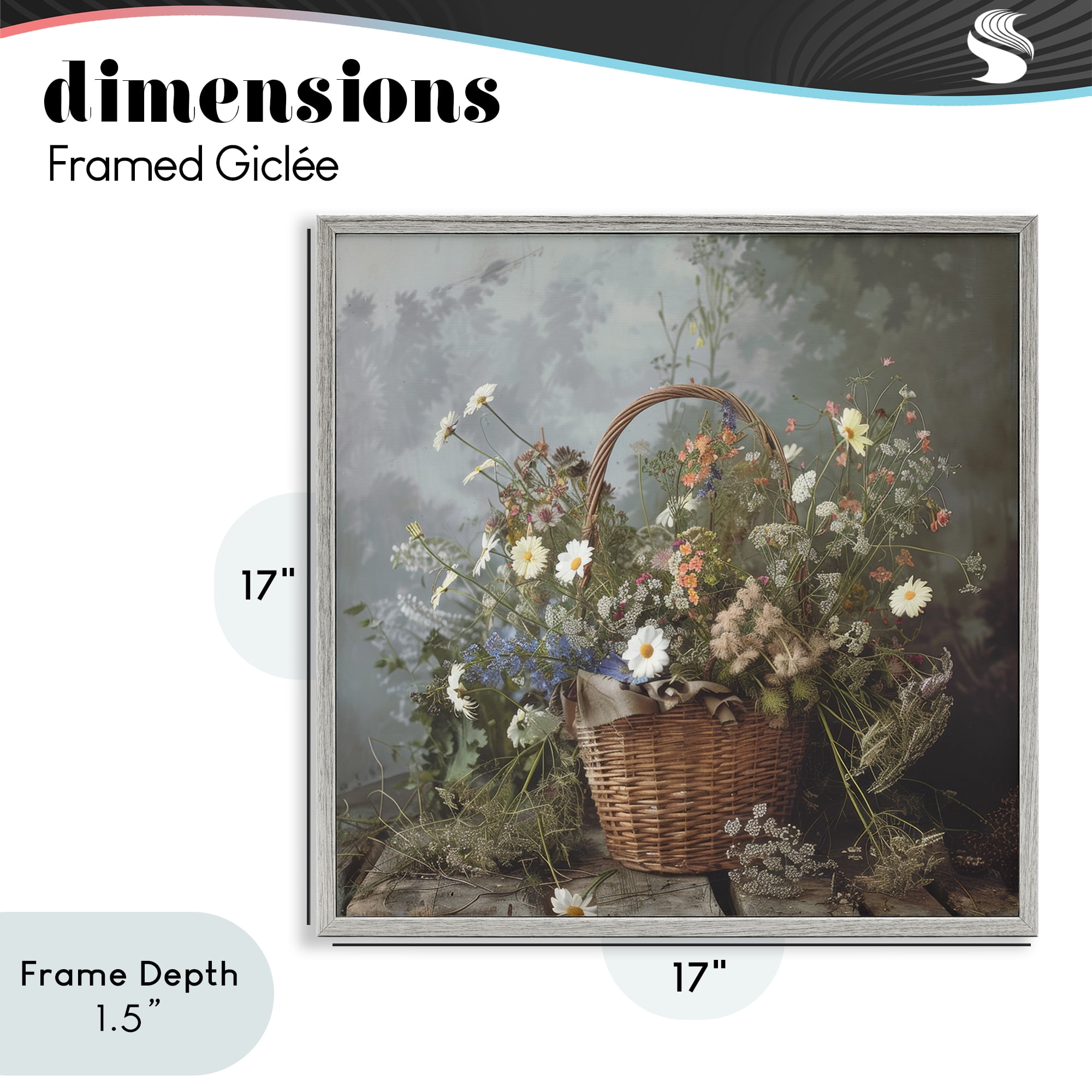 Stupell Industries Floral Basket Still Life Gray Framed Giclee Art, design by Lazar Studio