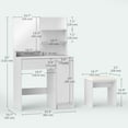 thumbnail image 3 of HOMCOM Coiffeuse avec Miroir et Tabouret Coiffeuse pour Chambre Blanc, 3 of 10
