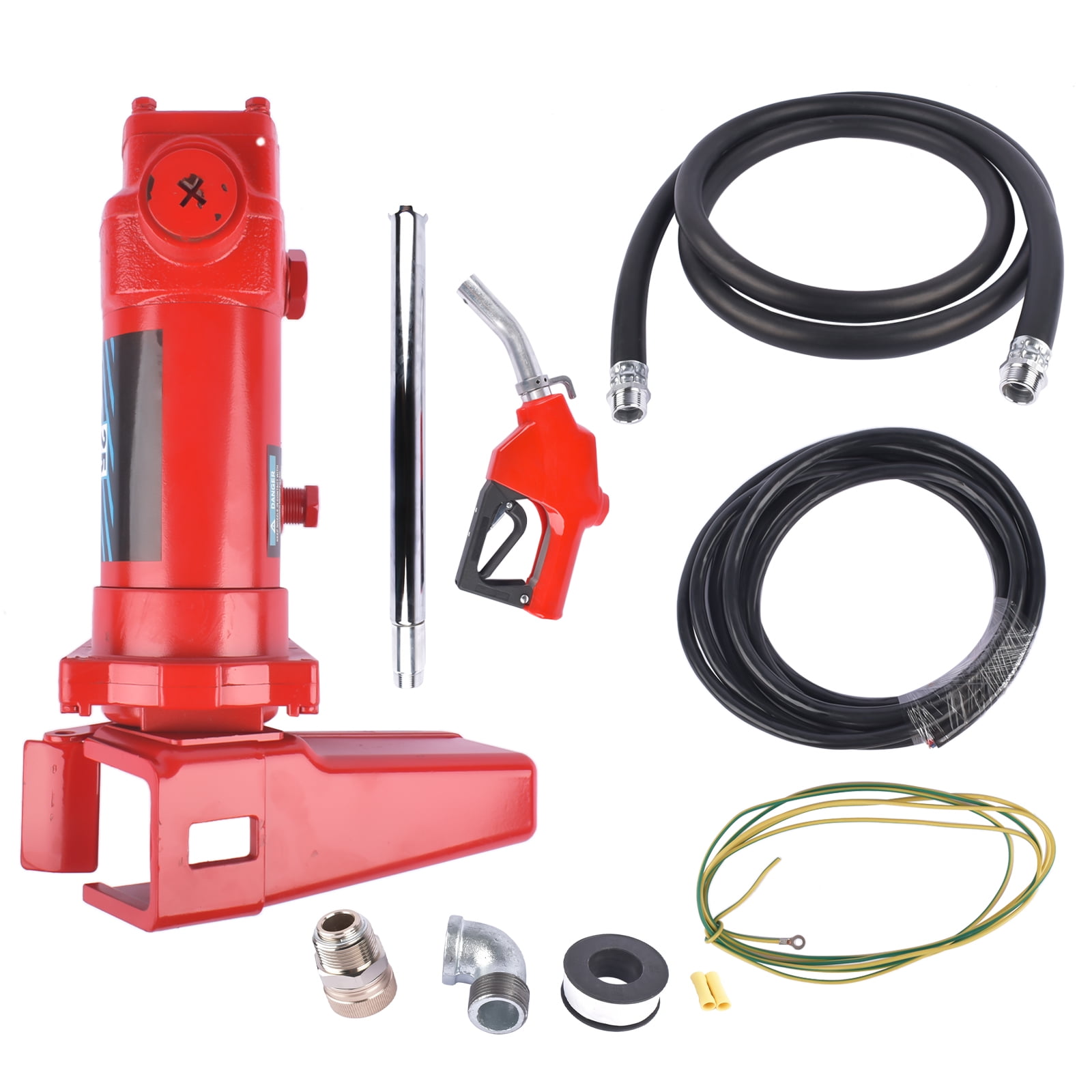 Mustrod High Flow 12V 25 GPM Fuel Transfer Pump Cast Iron w/Automatic Nozzle & Hose for Gasoline Diesel