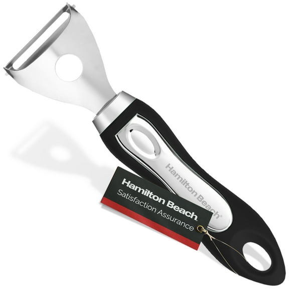Hamilton Beach Y Shape Peeler Stainless Steel 7.5in Soft Touch Handle, Vegetable Y shape Peeler Ergonomic Non-Slip Handle & Sharp Blade, Apple Peelers for Fruit, Carrot, Veggie, Potatoes - Black