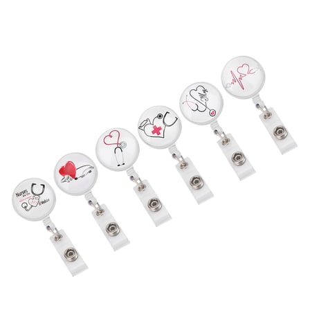MGAXYFF Retractable Badge Reel, 79cm Cord 360-Degree Clip, 6 Pack