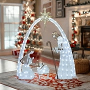 VEIKOUS 5ft Lighted Nativity Scene Christmas Decor Outdoor w/ 150 LED Lights, Holy Family Holiday Yard Decor Set ,White