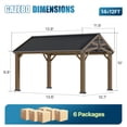 thumbnail image 6 of Sunmthink 12' x 14' Wood Frame Gazebo, Hardtop Gazebo with Galvanized Steel, Permanent Wooden Pavilion for Patio Backyard Lawn Garden, 6 of 10