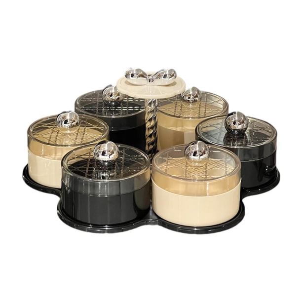 Bandeja para servir dividida Platos para dulces y nueces Centro de mesa con 6 compartimentos y Negro crema