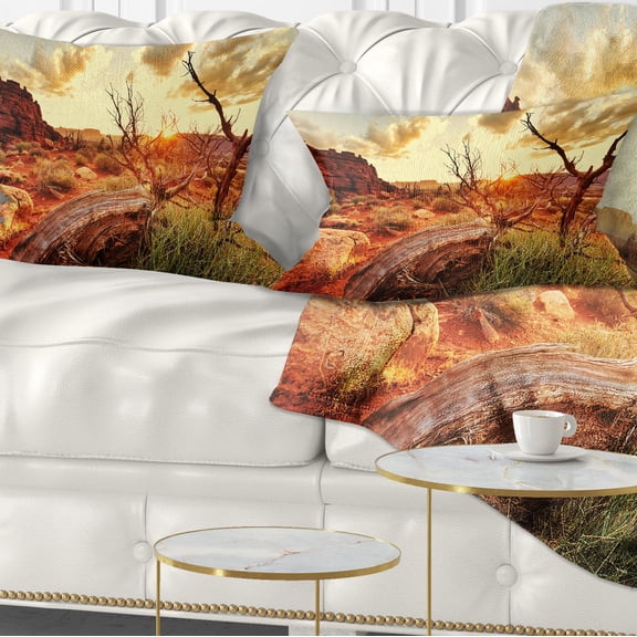 Designart 12" x 20" Red Polyester Throw Pillow