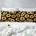 thumbnail image 3 of 3D Floral Comforter Cover Full Size Women Yellow Flowers Bedding Set Sunflower Pattern Decor Duvet Cover Botanical Floral Print on Black Quilt Cover Garden Bloom Bedding with Pillowcase, 3 of 6