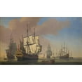 thumbnail image 3 of Jan Karel Donatus van Beecq 18x12 Black Modern Framed Museum Art Print Titled - English Warships in a Roadstead in Calm Weather (1677), 3 of 5