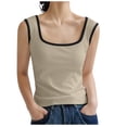 thumbnail image 1 of Besolor Womens Rib Tank Top Sleeveless Color Block Workout Top Square Neck Tank Shirts Basic Cami Tops for Summer, 1 of 7
