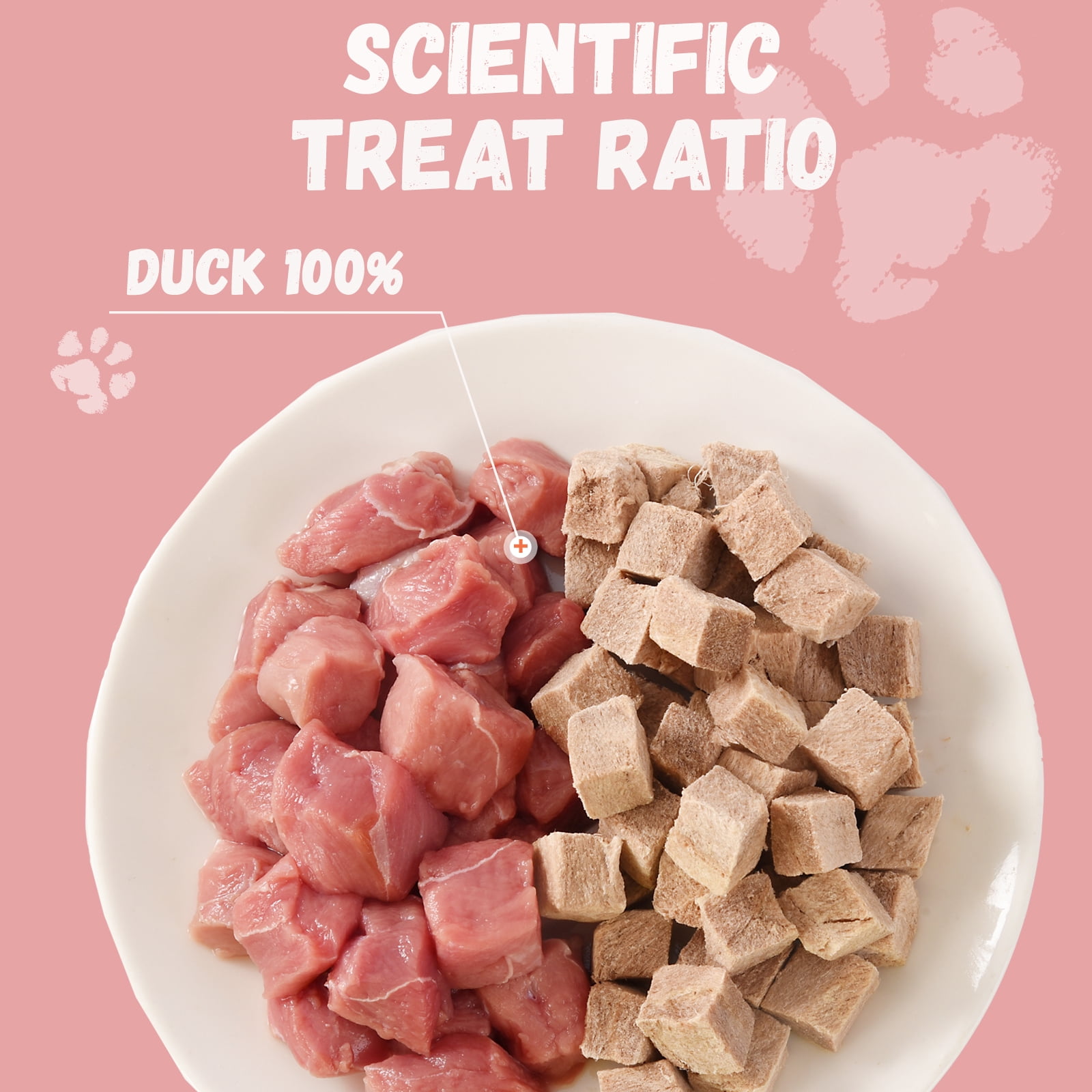 (5 pack) PAWMATE Freeze Dried Duck Treats for Dogs & Cats, Healthy Single Ingredient, High Protein Snacks for Training, 10.23oz