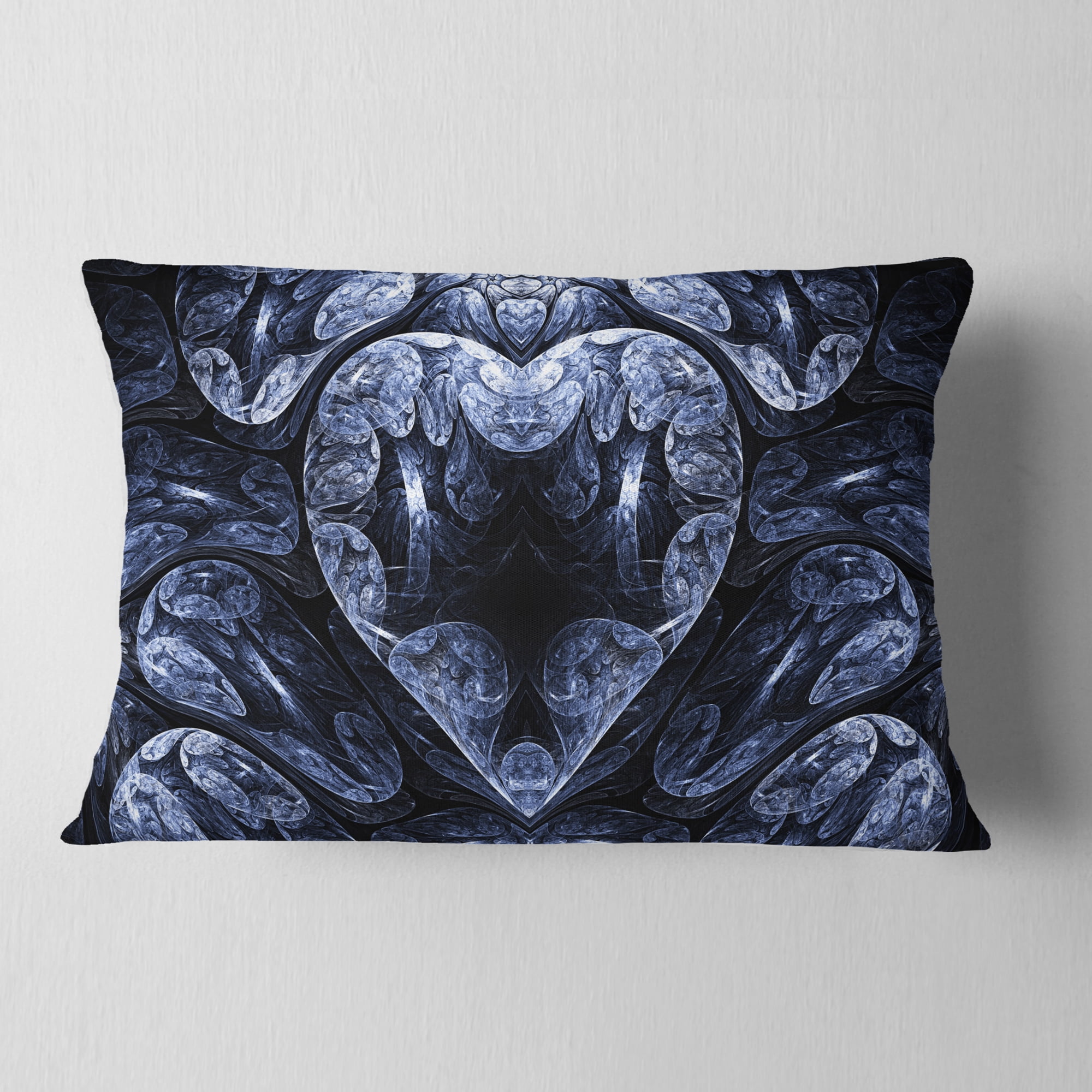 Designart Cold Mystical Fractal Heart - Abstract Throw Pillow - 12x20
