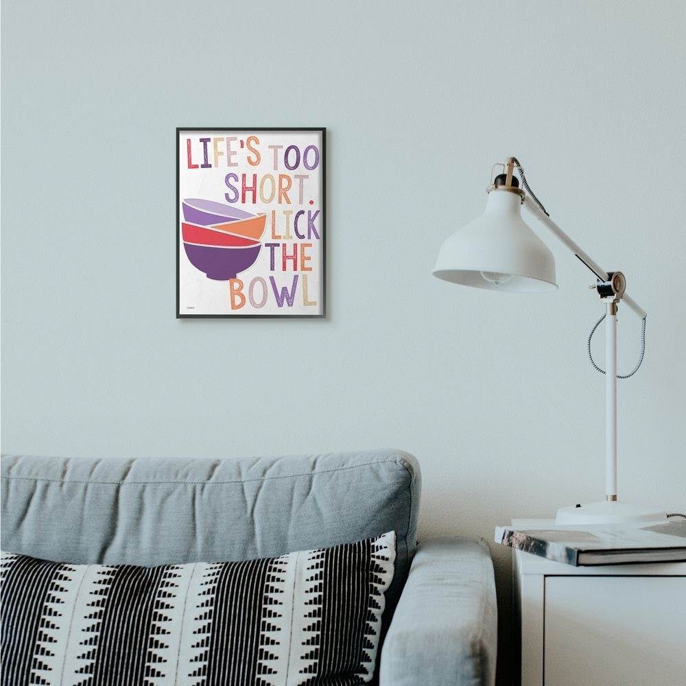 Stupell Industries Lick The Bowl Funny Word Colorful Kitchen Dining Room Word Design Framed Giclee Texturized Art by Gigi Louise