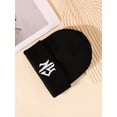 thumbnail image 1 of 3pcs/1pc Children's Warm Knitted Hat For Autumn And Winter,NY Embroidered Design,Ear Protection Warm Beanies black One Size, 1 of 4