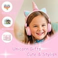 thumbnail image 4 of Kids Headphones,Charlxee Unicorns Wired Headsets with Gifts Packing include Sticker&Bracelet for Girls,Built-in Mic&On/Over Ear HD Stereo for Online Study/School/Tablet with Nylon Cable-Pink, 4 of 8