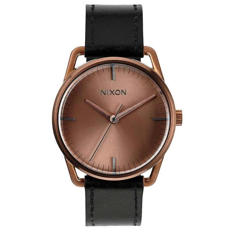 Nixon Men's A129734 The Mellor Rose Gold Dial Black Leather Strap