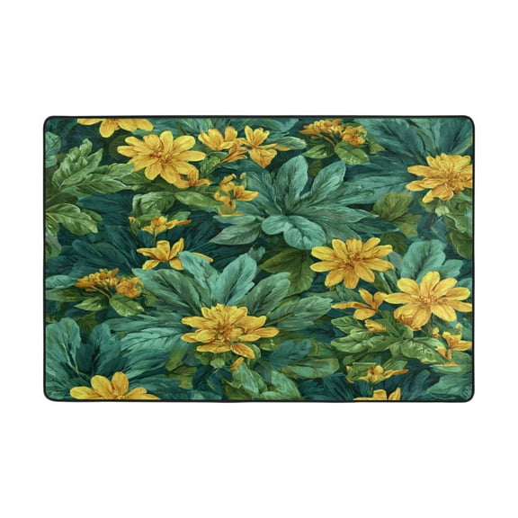Area Rugs 36"x24" Indoor Non-Slip Wear Resistant Floor Mats Soft Large Carpets for Living Room Bedroom Home Decor Washable Rug Yellow Chrysanthemum