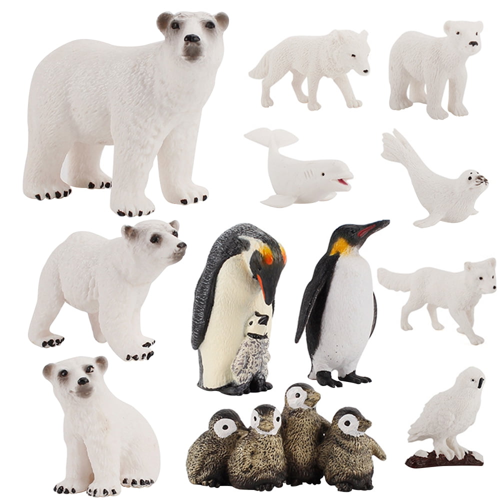 12Pcs Arctic Animals Models Simulation Animal Ornament