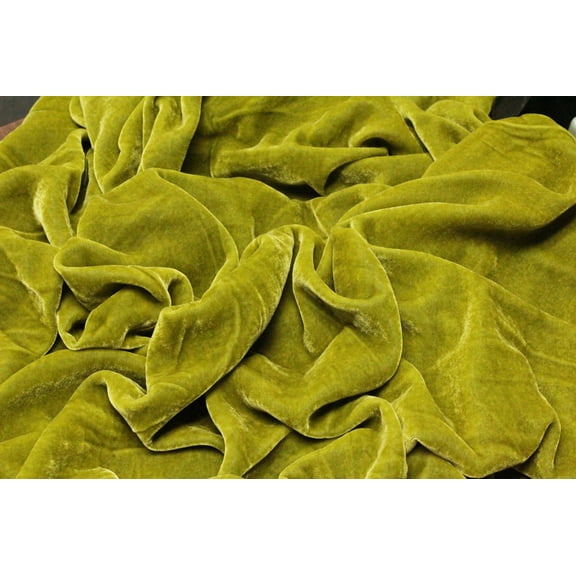 DECORATIVE SILK INC. SILK RAYON VELVET SOLID FABRIC 45” WIDE By The Yard ( PISTACHIO )