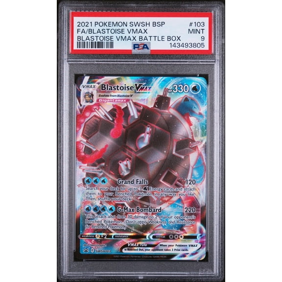 Collectible 2021 Pokemon Sword and Shield Black Star Promo Battle Box Blastoise Vmax #SWSH103 PSA 9