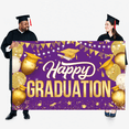thumbnail image 2 of Banner de Feliz Graduación Morado y Dorado - Fondo grande morado y dorado para decoraciones de graduación moradas de la Clase 2024 | Decoraciones para fiestas de graduación 2024, 2 of 7