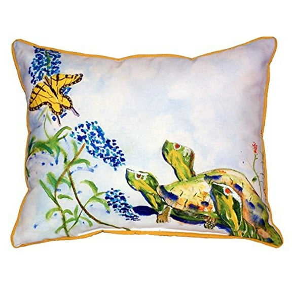 Betsy Drake Turtles & Butterfly Large Indoor/Outdoor Pillow 16x20