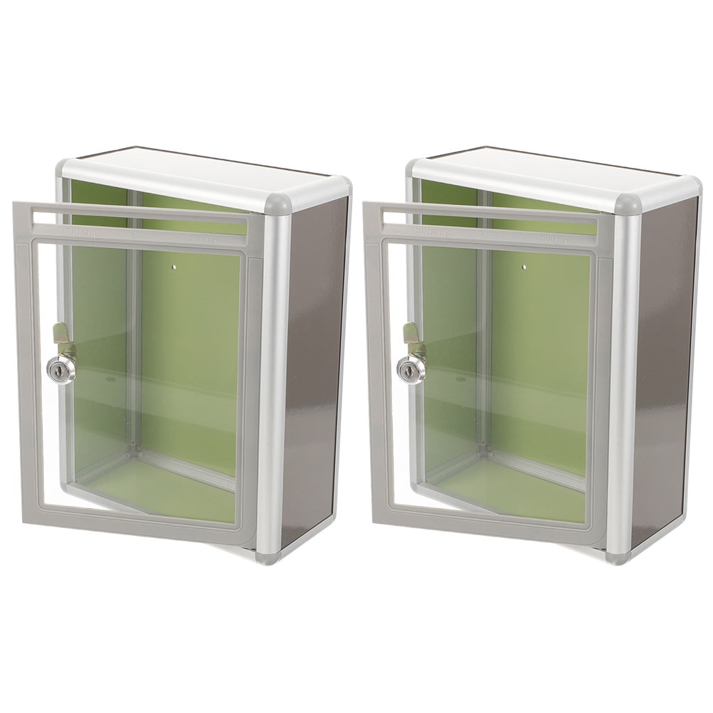 DINHEAROM 2Pcs Wall Mounted Mailbox Metal with Lock Grey Suitable for Indoor Outdoor Use