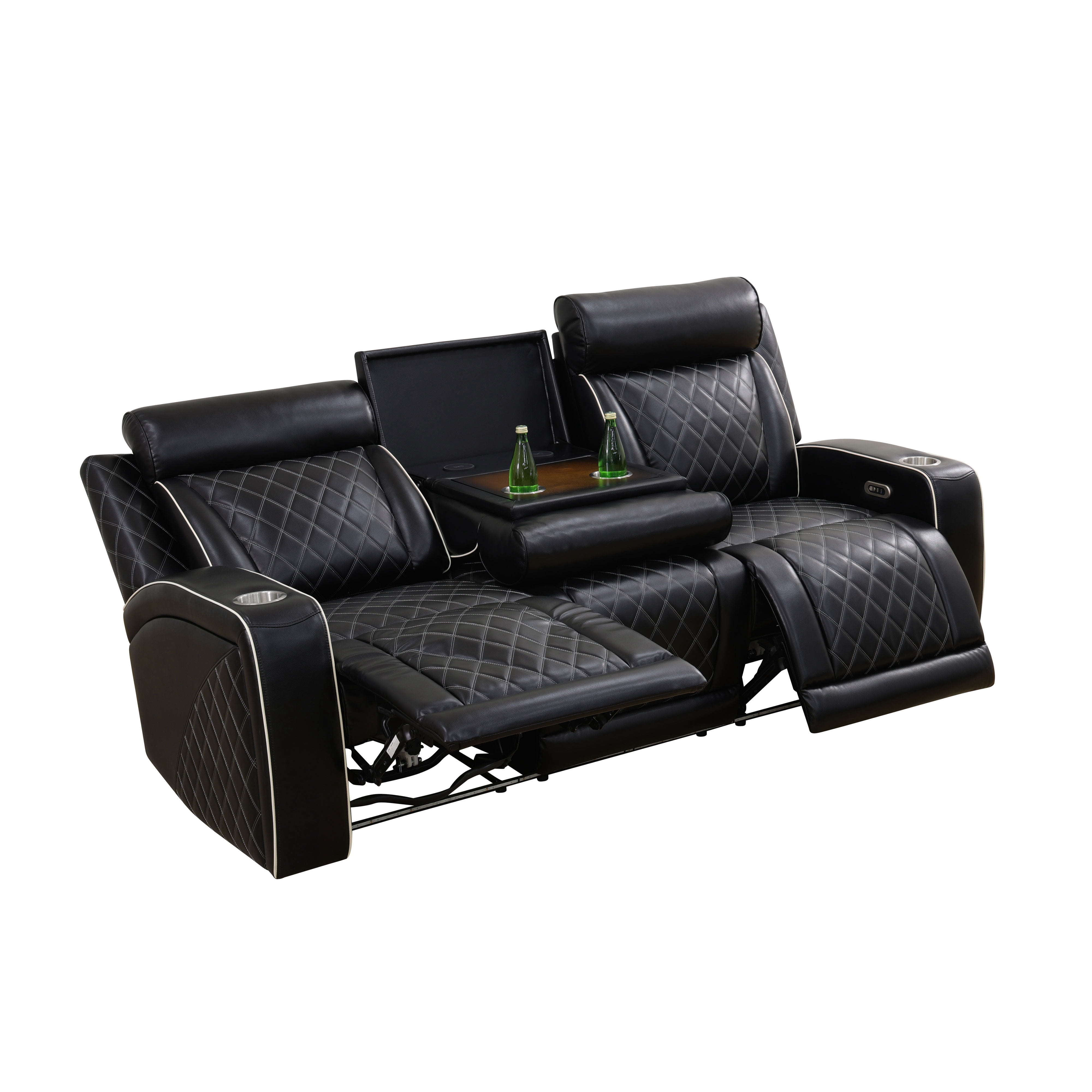 Gewnee Power Recliner Oversized Electric Air Leather Reclining 3-Seats Sofa, USB Charge with Cup Holder Port Comfortable Sofa for Living Room