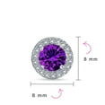 thumbnail image 4 of Bling Jewelry Womens Round Solitaire Halo Purple CZ Stud Earrings.925 Sterling Silver 8MM, 4 of 6