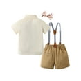 thumbnail image 2 of CARETOO Toddler Boy Clothes Gentleman Outfits Dress Shirt Tie Suspender Shorts Boys Summer 4Pcs Suit, 2 of 15