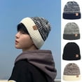 thumbnail image 4 of CSChome Men Winter Hat Winter Men Hat - Knitted Color Matching Elastic Non-Slip Windproof Cozy Thick Plush, 4 of 6