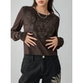 thumbnail image 3 of SUNSIOM T-Shirt Décontracté pour Femmes, Col Rond Manches Longues Motif Totem Vintage Haut de Base Tee Extérieur, 3 of 6
