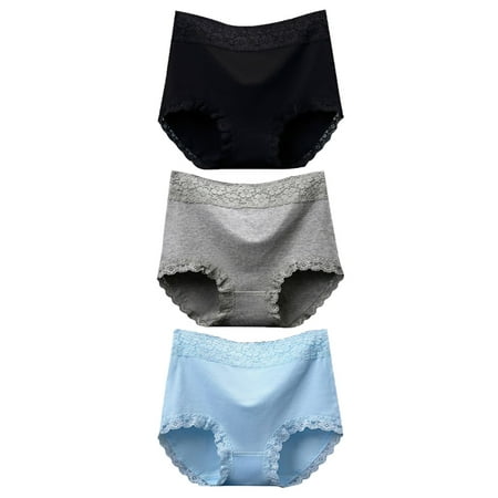 

Xmarks 3 Pieces Womens Hi-Waist Underwear Cotton Briefs Lace Bikini Panties for Women Undies Hipster Stretch XL