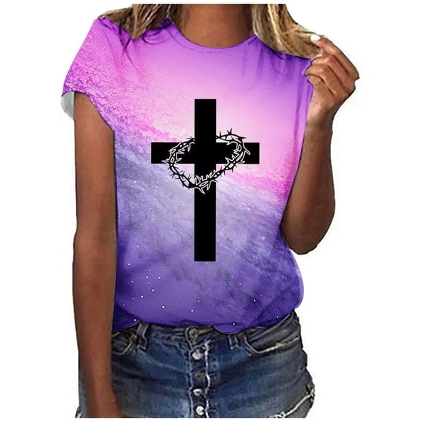 Fiudx Liquidación de Ofertas Flash Blusa Holgada Estampada con Cuello Redondo Retro de Manga Corta a La Moda para Mujer