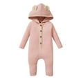 thumbnail image 1 of EDFBUYKRS Boys Girls Long Sleeve Ribbed Solid Color Button Romper Bodysuits, 1 of 4