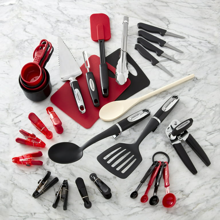 Farberware Professional 30-Piece Black and Red Kitchen Tool and Gadget Starter Set