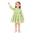 thumbnail image 3 of Dresses for Girls Cute Party Long Sleeve Tiered Ruffle Swing Girls Dress Casual A-Line Crew Neck Girls Fashion Fall Sundress Green, 3 of 10
