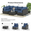 thumbnail image 3 of GOJOOASIS Patio Furniture Set, 7 Pieces Outdoor PE Rattan Couch with Glass Table All Weather Sectional Washable Cushion Blue, 3 of 6