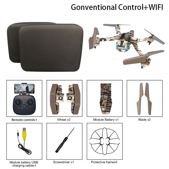 Xihbxyly Ofertas Del Prime Day Drone de Juguete Control Remoto, Cámara, Tanque Deformado, Cuadricóptero, Modo Tierra y Aire