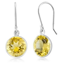 Gem Stone King 925 Sterling Silver Citrine Dangle Earrings for Women (4.00 Cttw, Gemstone Birthstone Round 9MM)