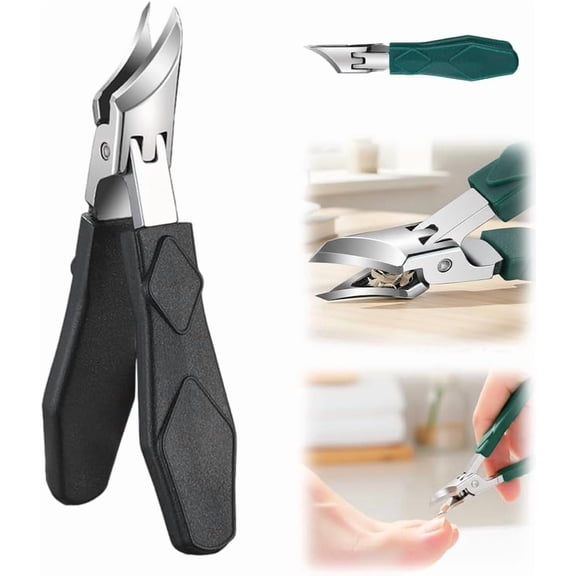 Anti-Splash 25° Slant Edge Nail Clipper, Wide Jaw Opening Anti-Splash Slanted Nail Clipper, Long Toenail Clippers for Thick and Ingrown Nails (Black Short)