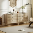 thumbnail image 2 of HOMCOM Chest of Drawers, 3 Drawer Dresser with Fluted Panels, Oak, 2 of 10