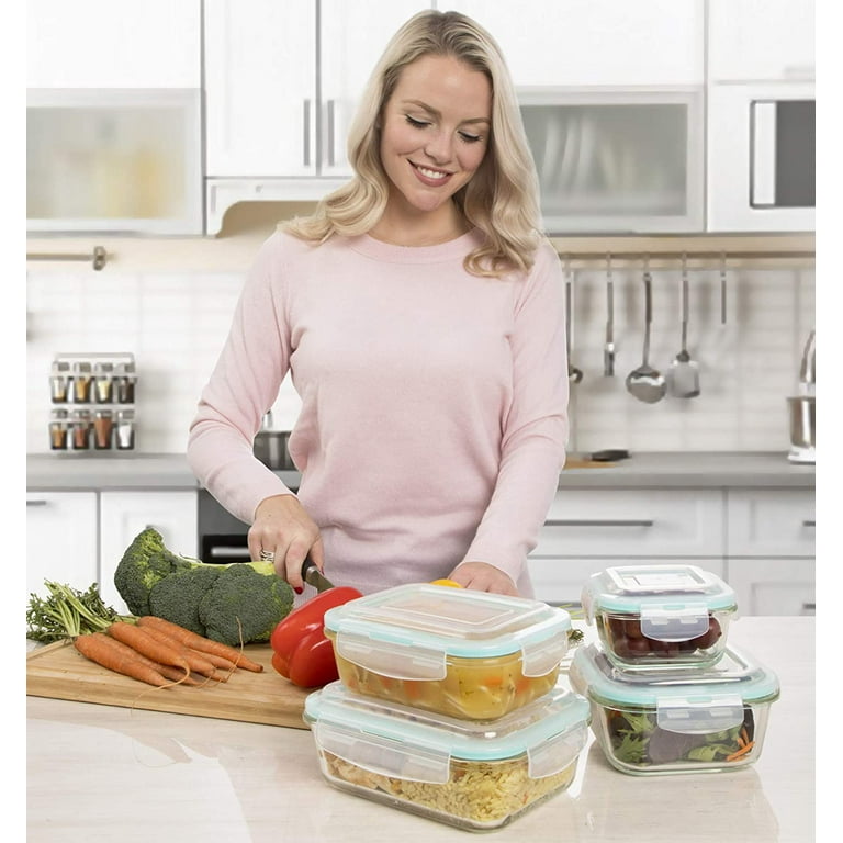 24-Piece Glass Food Storage Containers with Snap Locking Lids, Glass Meal Prep  Containers Set - Airtight Lunch Containers, Dishwasher and Freezer Safe 